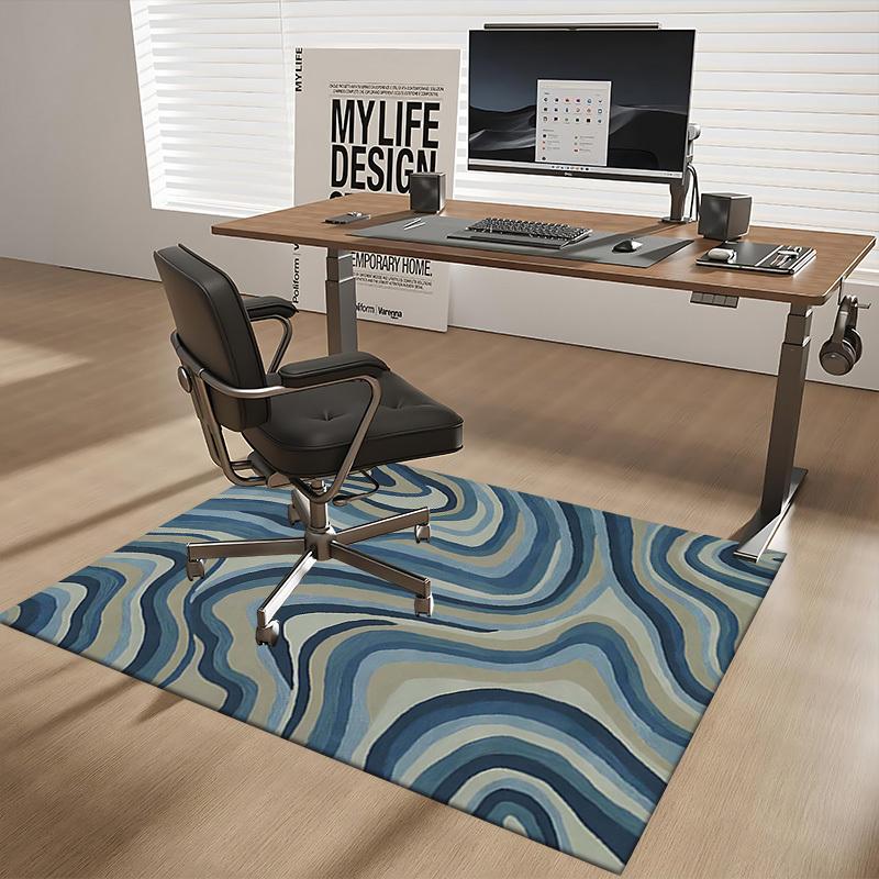 1pc Abstract Blue Wave Pattern Chair Mat - Office Desk Rug for Non-Slip Protection, Festive Gift Idea, Suitable for Home Decor in Living Room, Bedroom