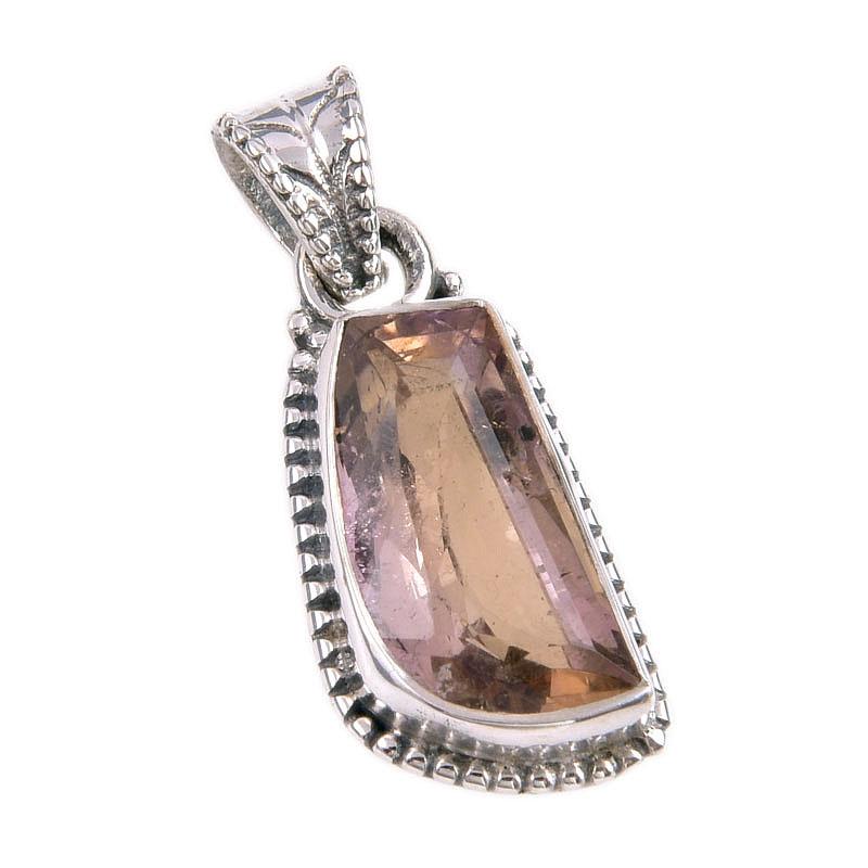Natural Ametrine Gemstone Handmade 925 Solid Sterling Silver Pendant 1.25" z8W84