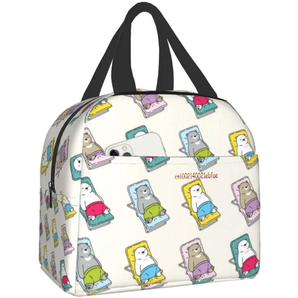 Polar Bear Pattern Leaf Leaves Lunch Bag Travel Box Work Bento Cooler Reusable Tote Picnic Boxes Insulated Container Lunch Bags