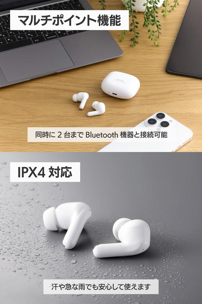 Elecom Wireless Earphones Bluetooth 5.4 [Noise Cancelling Mode/Digital Earplug Mode/Low Latency Mode/Ambient Sound Mode] ANC Calling Up To 42 Hours Pl