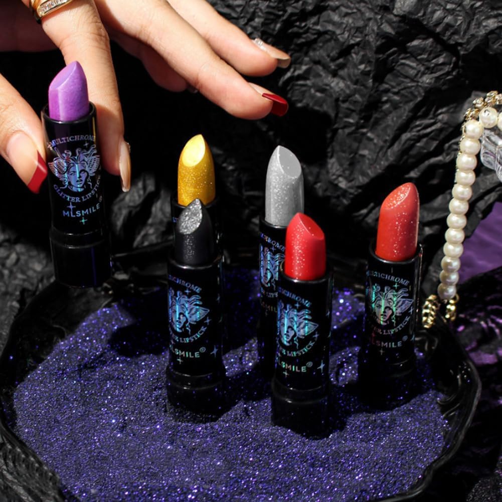 FOMIX Non-Stick Cup Lipstick, Metallic Shine Lipstick, Diamond Glitter Matte Lipstick, Moisturizing and Nourishing Formula, Additive-Free & Vegan,