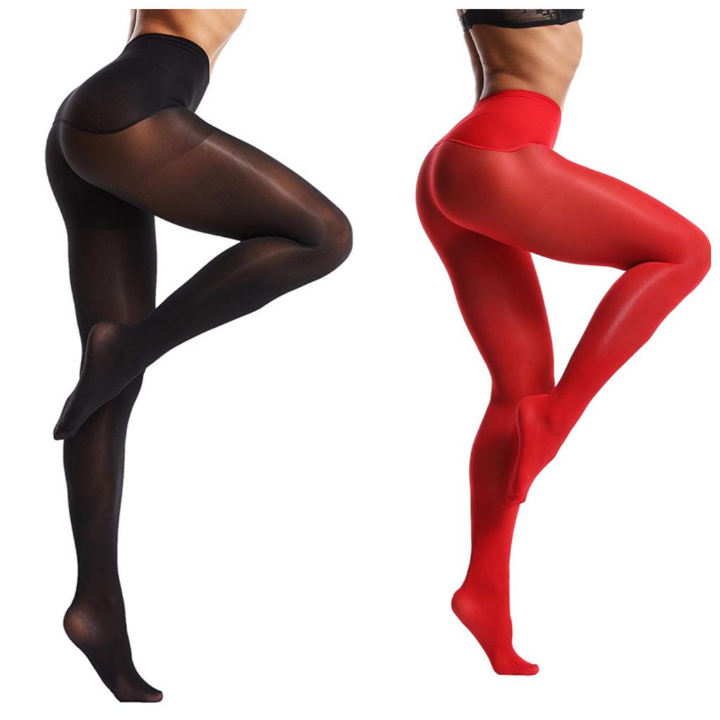 2 Paar Damen Feinstrumpfhosen Weiche Öl Glänzende Strümpfe Kontrollbund Strumpfhose Nahtloser Zwickel Strumpfhose Hohe Taille Glatte Strumpfhose