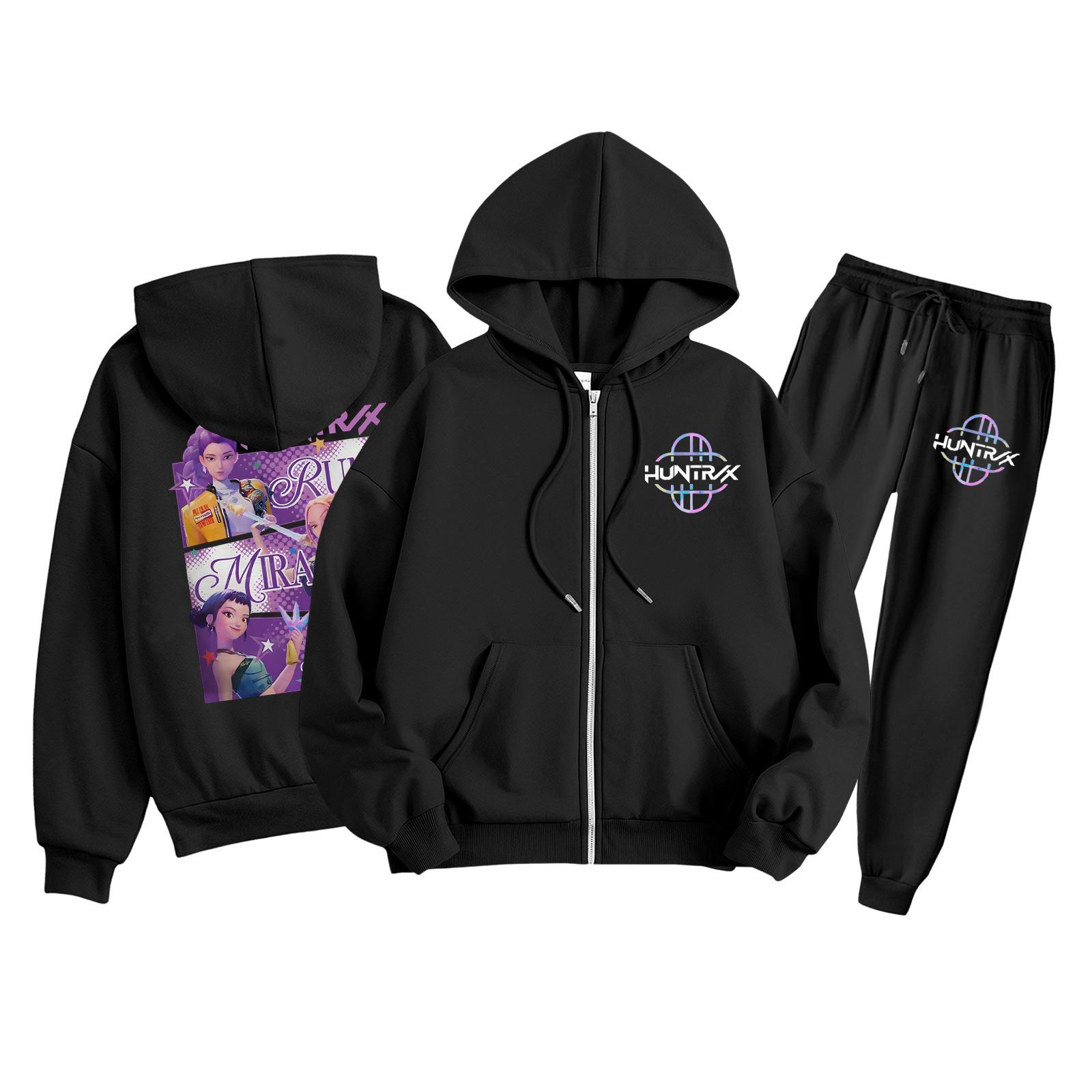 

Children s Fashion Long Sleeve Zipper Hooded Sweatshirt Sweatpants Solid Color Pocket Sweatshirt Set 100