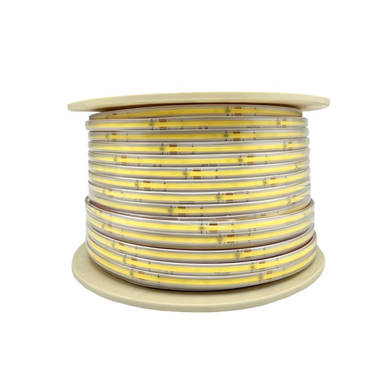 220V Waterproof Driverless COB LED Strip Light, Self-Adhesive for Outdoor, Home, and Ceiling Décor.