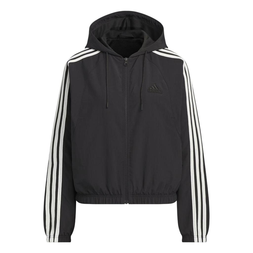 adidas FW24 Gewebte Jacke 3-Streifen Serie Pilot Sportlich Lässig Mit Kapuze Reißverschluss Langarm Jacke Damenjacken Schwarz JN0757