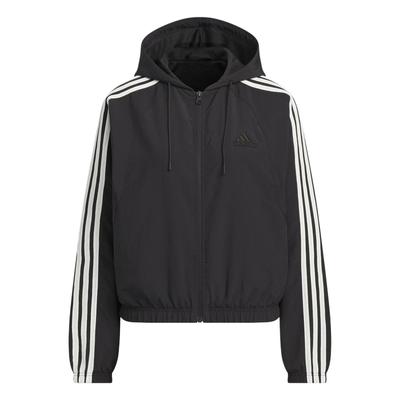 Essentials 3-Stripes Loose Fit Lightweight Hooded Track Jacket Women Black JN0757