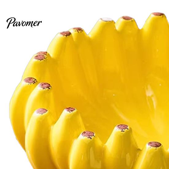 Regalo Único de Inauguración de Casa Plátano Cerámico Frutero, Bandeja Amarilla Creativa, Decoración de Mesa Decorativa Juguetona Bol para Ensalada para Encimera de Cocina Comedor