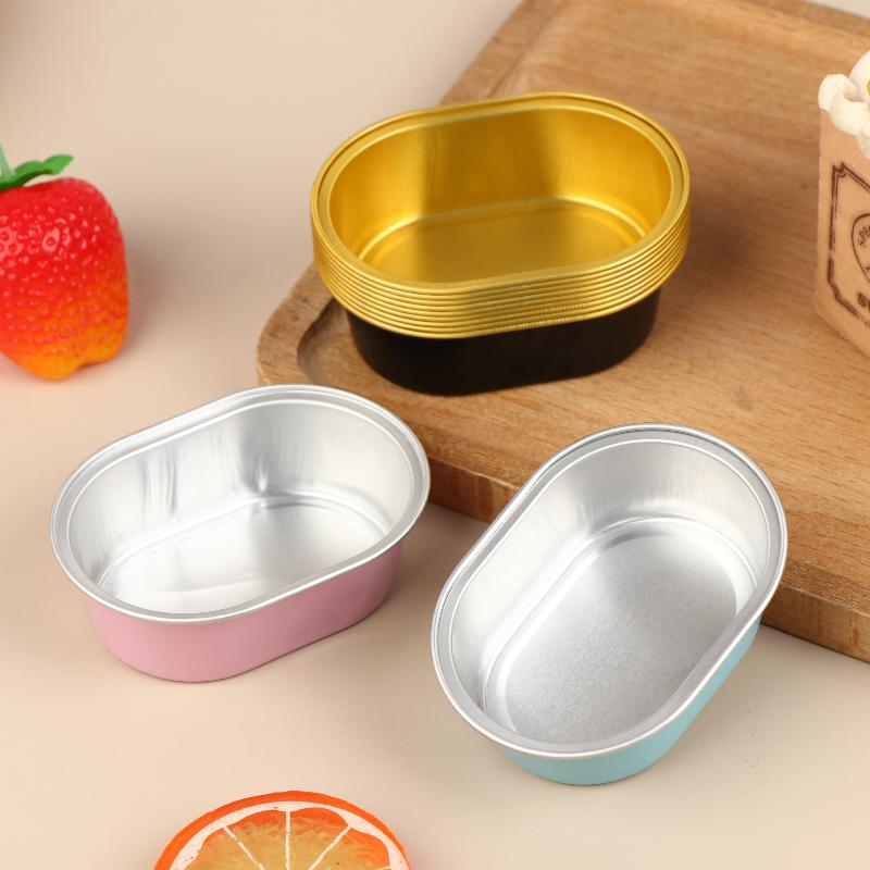 10Pcs Aluminum Foil Cake Container Cupcakes Pans Liners With Lids Heat-Resistant Foil Baking Cups Easy To Use Kitchen Tool