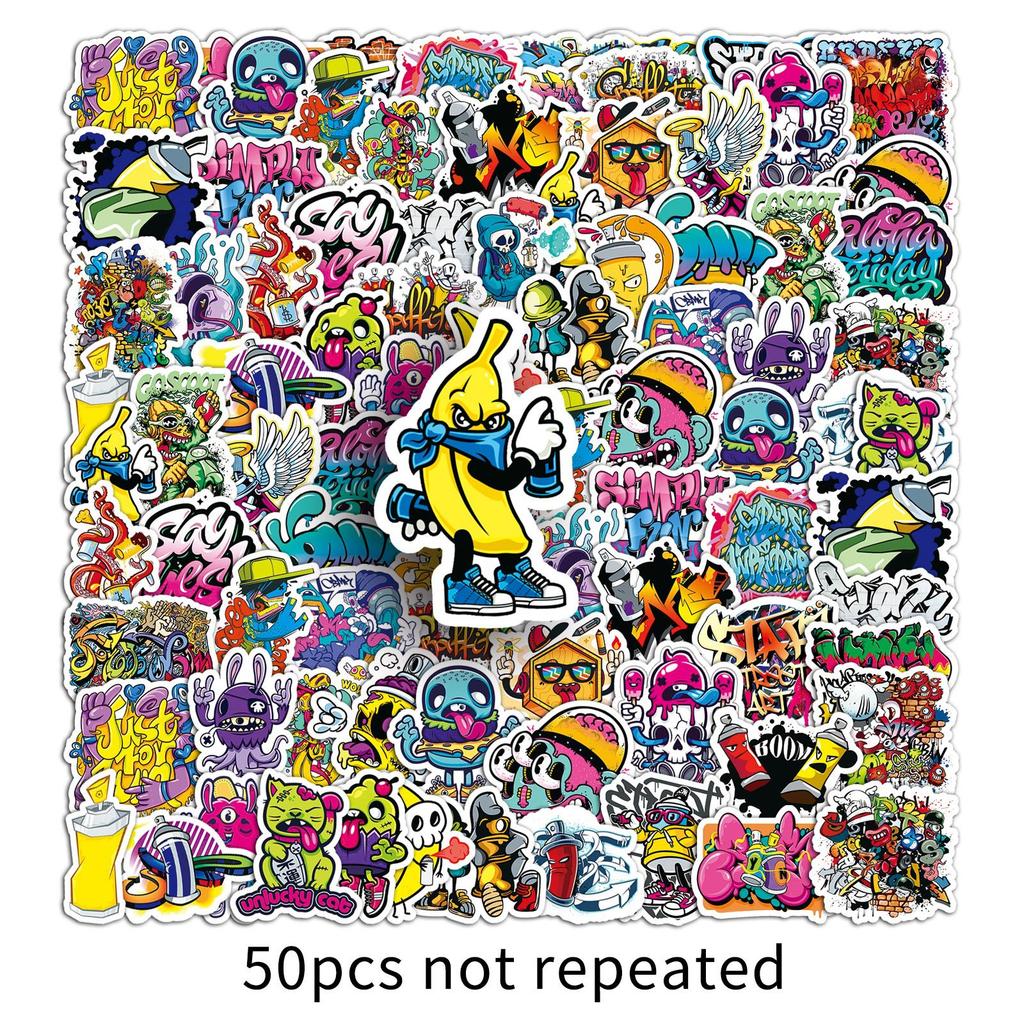 50 Pictures of Street Art Graffiti Personalized Cool Trendy Creative Guka DIY Mobile Phone Case Suitcase Stickers Waterproof
