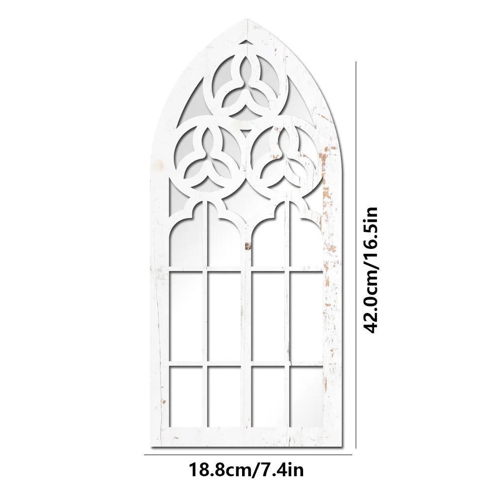 1/3Pcs Gothic Mirrors Wall Decor Spooky Gothic Arched Wall Mirrors Vintage Cathedral Arch Frame Mirror Decorative Goth Mirror