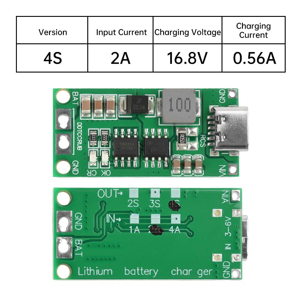 2S/3S/4S 1A 2A 4A Typ-C Auf 8,4V 12,6V 16,8V Step-Up Boost LiPo Polymer Li-Ion Ladegerät DC 36V 18650 Lithium-Batterie