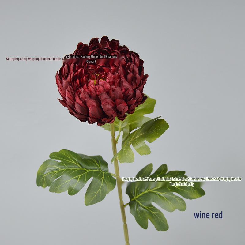 Elegant Chrysanthemum Single Stem: Multi-Layered Artificial Floral Art for Hotel Entrances & Photography Décor.