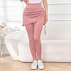High Waist Yoga Leggings for Women with Faux Two Piece Design Tummy Control Stretchy Workout Pants with Drawstring Skirt Overlay