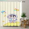 Crayon Shin-Chan All Characters Big Group Photo Scene 2D Print Waterproof Shower Curtain, Vibrant Blue Sky With Full Cast Bathro