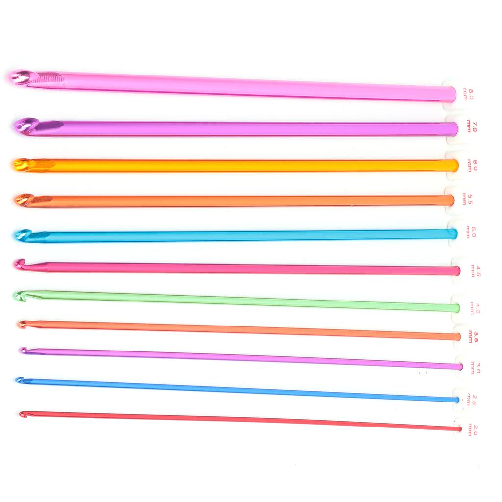Crochet Hooks Alumina 11 Pcs Multicolor Knitting Needles Craft Yarn 0.08‑0.30in for Knitting