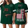 Women Casual V Neck Jersey Shirt 250 Years Anniversary Print Short Sleeve Athletic T Shirt Top for Independence Day Celebration