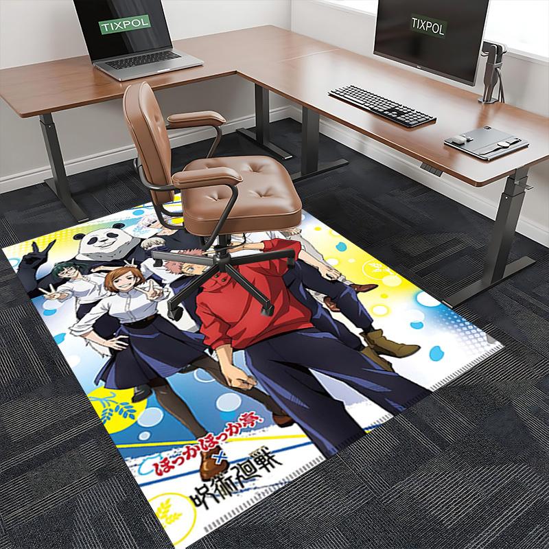 1pc Anime Cartoon Design Jujutsu Kaisen Characters Office Chair Mat Non-Slip Carpet for Home Decor, Festival Gift, Suitable for Office and Living Room