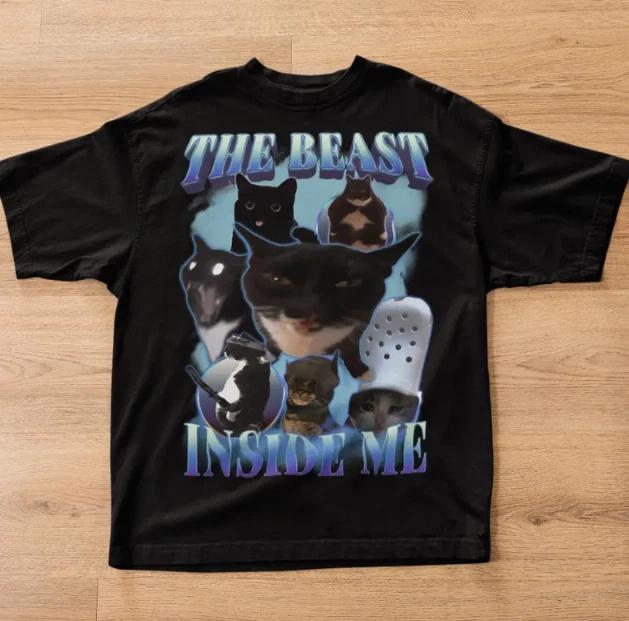 The beast inside me 90s Vintage Funny Cat meme Tee Shirt S