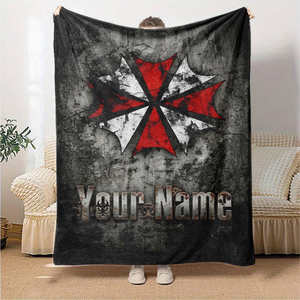 Name Custom Umbrella Corporation Print Flannel Blanket High Quality Warm Comfortable Cover for All Seasons Perfect for Gifts Home Decor