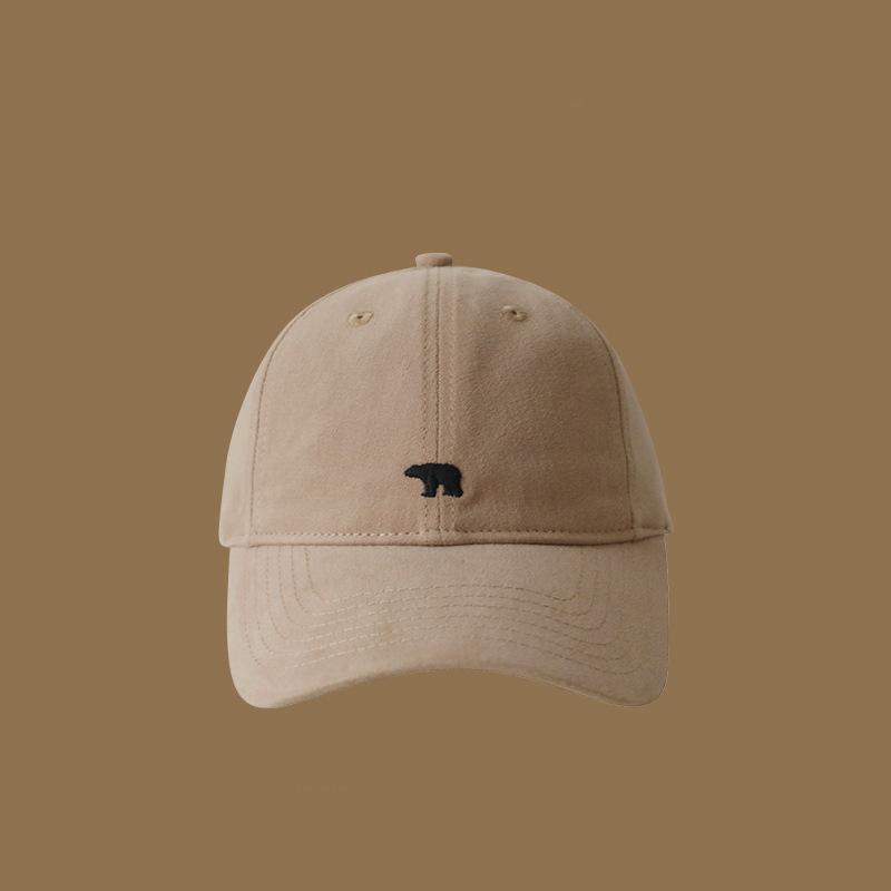 Polar bear embroidered baseball cap, wide brimmed retro hat, unisex soft top duckbill cap, men's and women's casual style