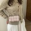 Niche Design Woven Pattern Small Square Bag Women's Bag Autumn New Splicing Shoulder Bag Feeling Crossbody Women's Bag
