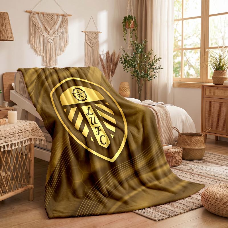 Coperta in Pile a Tema Leeds United Morbida e Accogliente in Peluche per Camera da Letto Divano Viaggio