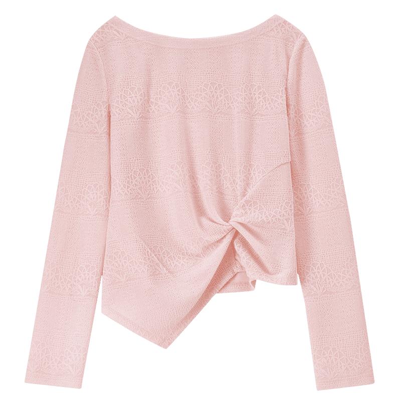 Shangdubila Women s Elegant Off-shoulder Lace Knit Top M
