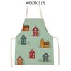 Cleaning Supplies Kitchen Aprons Cartoon House Architecture Printed Sleeveless Linen Cooking Baking Aprons Home Cleaning Tool