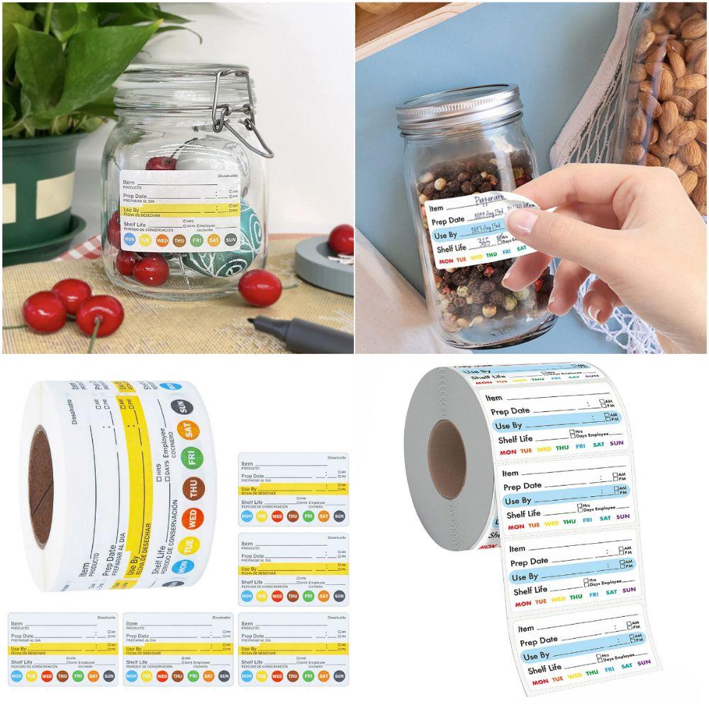 Multi-functional Food Shelf Life Label 250/300PCS Refridge Organization Labels  for Pantry