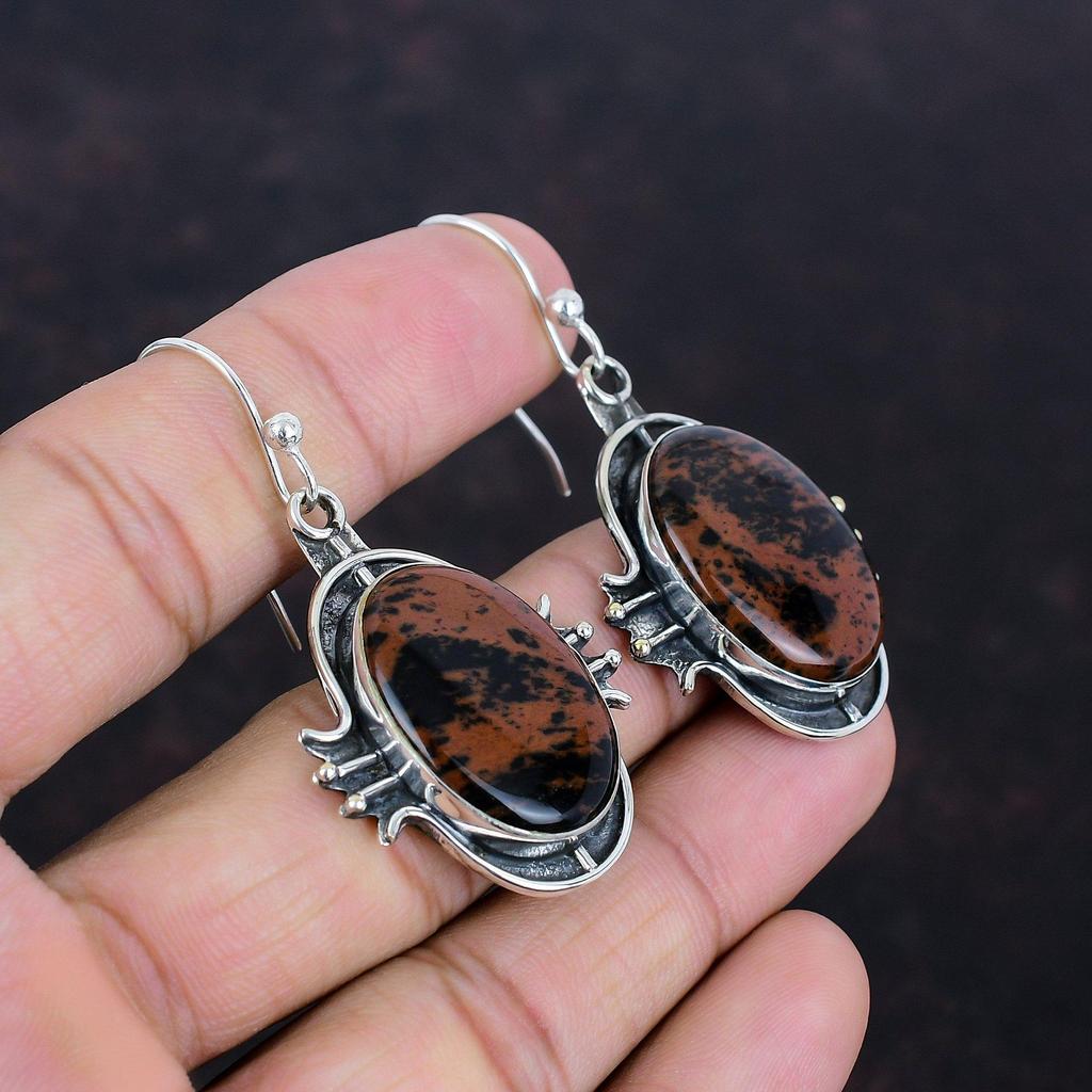 Mahogany Obsidian Earring 925 Sterling Silver Earring Top Quality Gemstone Earring Mahogany Obsidian Jewelry Gifts For Her Handmade Earrings
