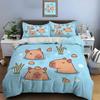 Cute Cartoon Capybara Print Bedding Set Duvet Cover 1 Duvet Cover 2 Pillowcases Adult and Boys Bedding Set Luxury Gifts