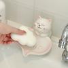 1pc Cute Cat Soap Dish - Bathroom Countertop Organizer with Drainage, Non-Slip Base, Pastel Pink & White Decor - Soap Holder