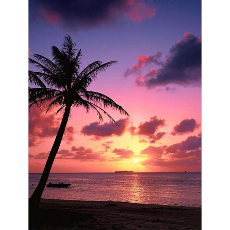 5D DIY Diamentowe Malowanie Krzyżykowe Zachód Słońca Wieczorny Krajobraz Pełne Okrągłe Żywiczne Kryształki Diamentowe Hafty Wystrój Domu