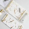 Imitation marble textured ceramic tray Skincare products, jewelry storage tray Dressing table storage ornaments Bathroom tray