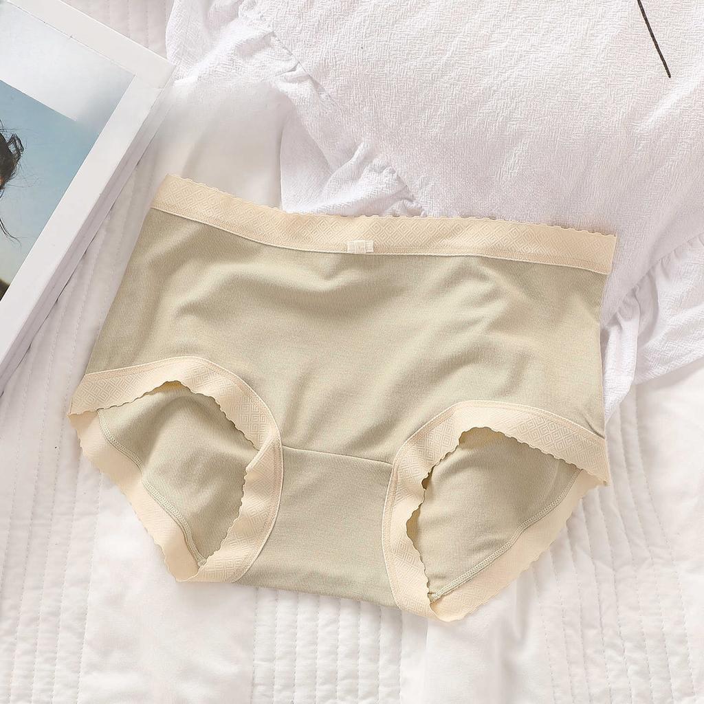 Underpants for Women Low Waisted Briefs with Black Fungus Edges Cute Simple Modal Breathable Triangle Underwear Panties