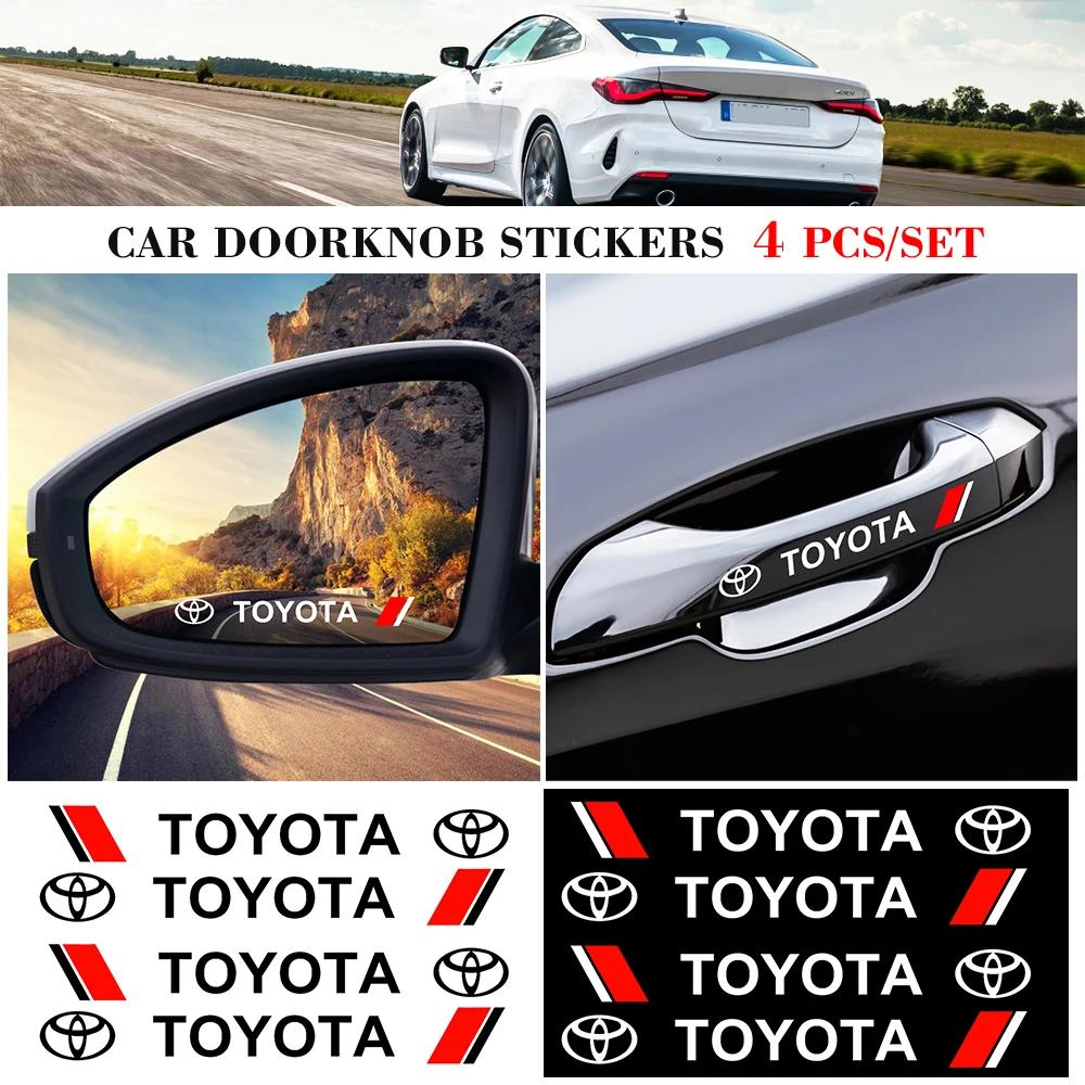 wqctu10 Car Door Handle Scratch Protection Sticker Door Handle Sticker Logo Style For Toyota C-hr Rav4 Yaris Hilux Prius Handle Sticker
