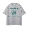 Awake But At What Cost Print T Shirt Retro Funny Raccoon Meme Tee Shirt Men Women Fashion Casual Short Sleeve Tshirt Streetwear