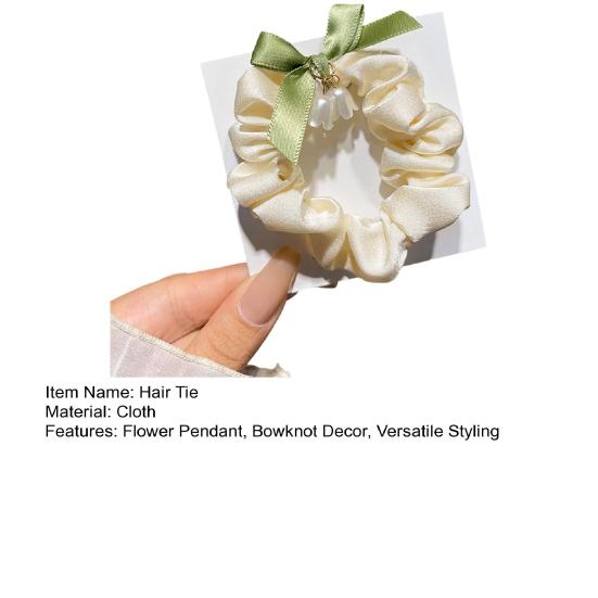 Hair Tie Satin Smooth Elastic Hair Band Flower Tassel Pendant Bowknot Decor Ponytail Bun Half-Tie Hair Rope Hair Accessories