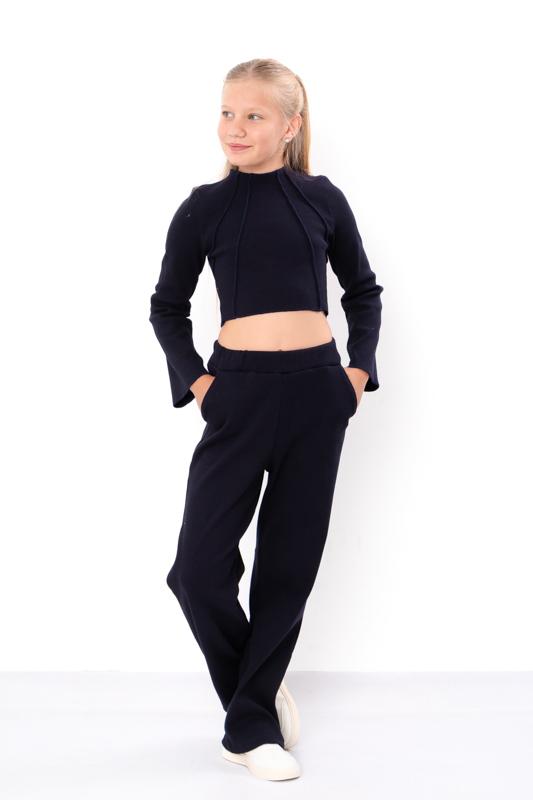 

Спортивний костюм (дівчатка) – В язаний рубчиком, Укорочений топ і Широкі штани, Будь-який сезон, 6460-019 HC 140 безодня