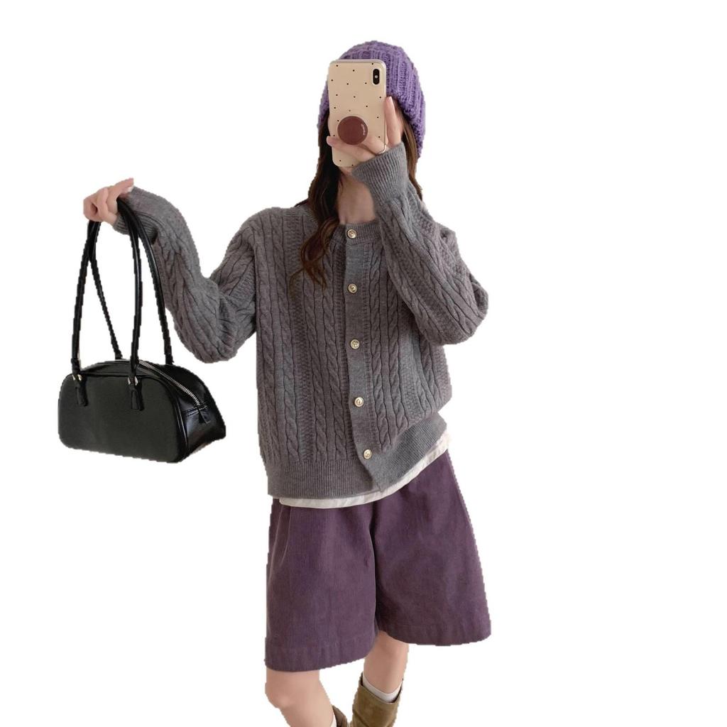 KANING Autumn Loose Fit Cable Knit Cardigan - Soft, Gentle Style