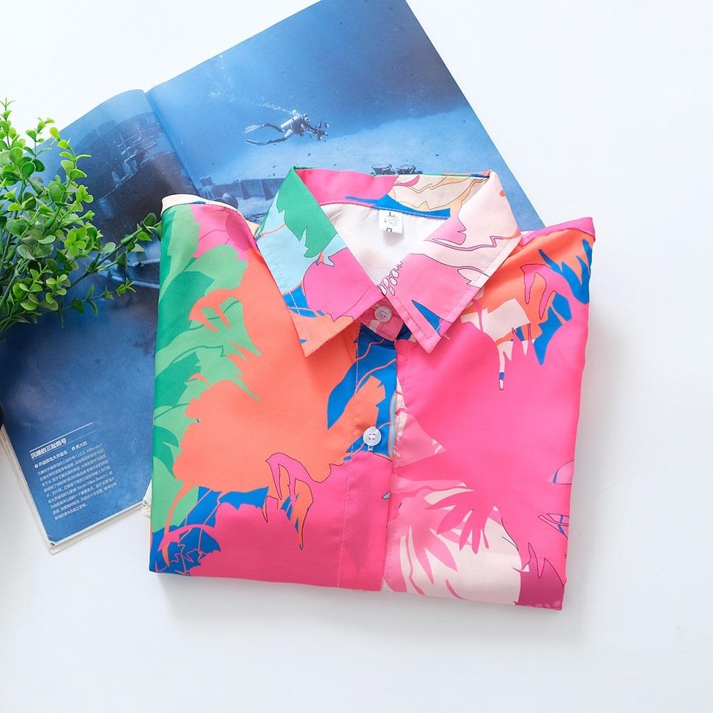 Dámská nová košile s květinovým potiskem, volným límcem a dlouhým rukávem