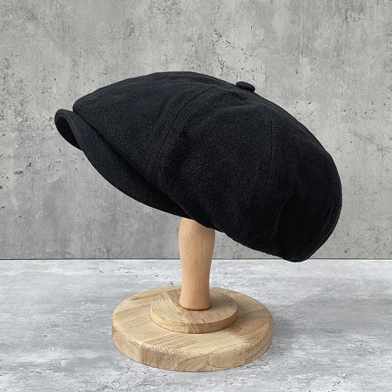 Big Head Circumference Beret Spring And Summer Cotton And Linen Breathable Cap Men'S And Women'S Casual Octagonal Hat British Retro Forward Hat