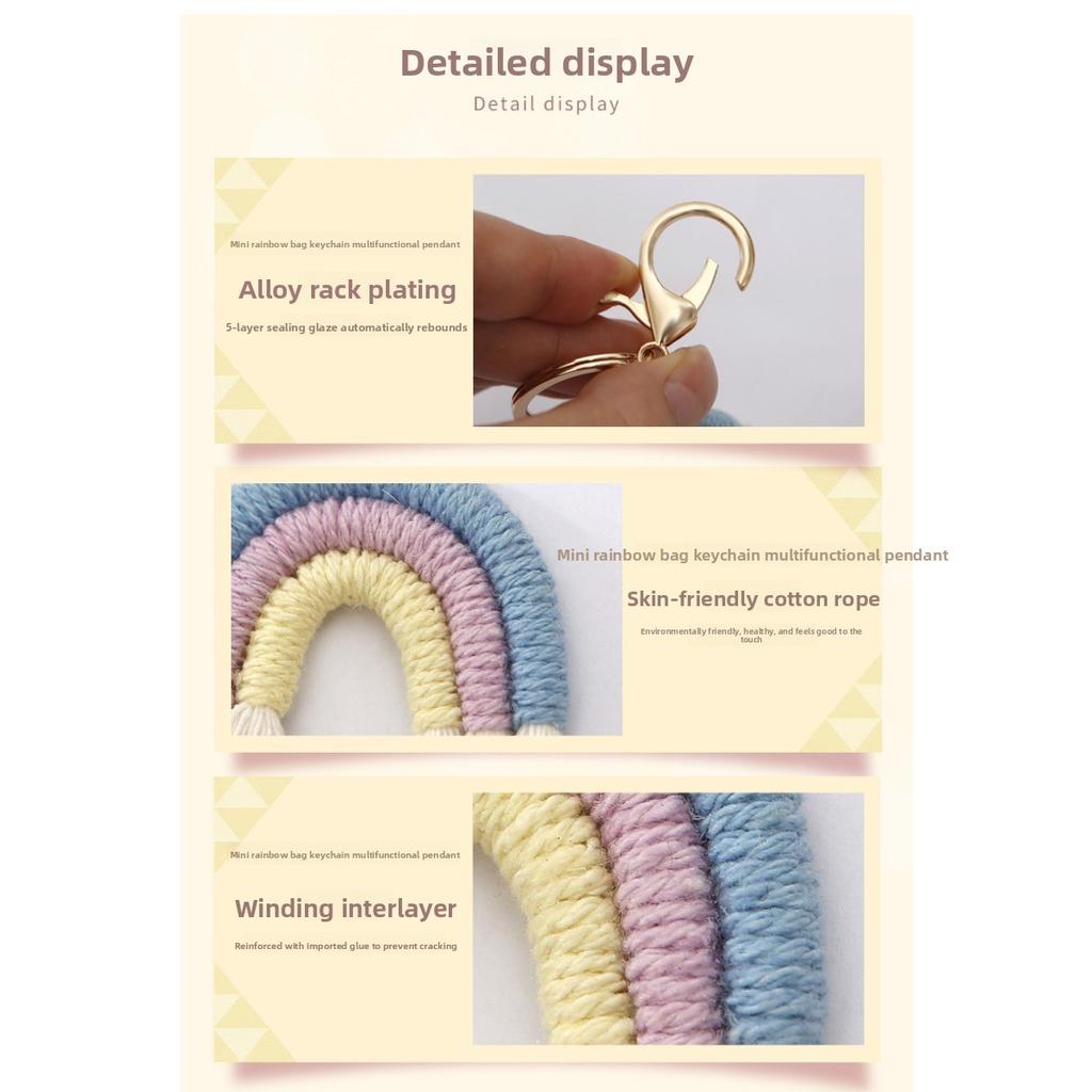 Hand-woven Rainbow Pendant Bohemian Fringed Bag Pendant Mini Cute Keychain Pendant