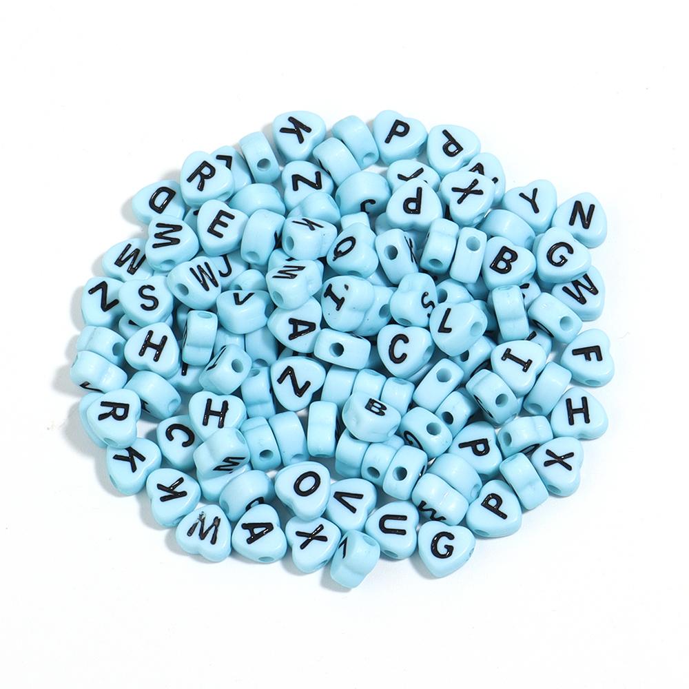 

100pcs 7x6mm Acrylic Heart Shape Letter Beads Colorful Alphabet Loose Beads for DIY Jewelry Making Bracelet Necklace Accessories синий