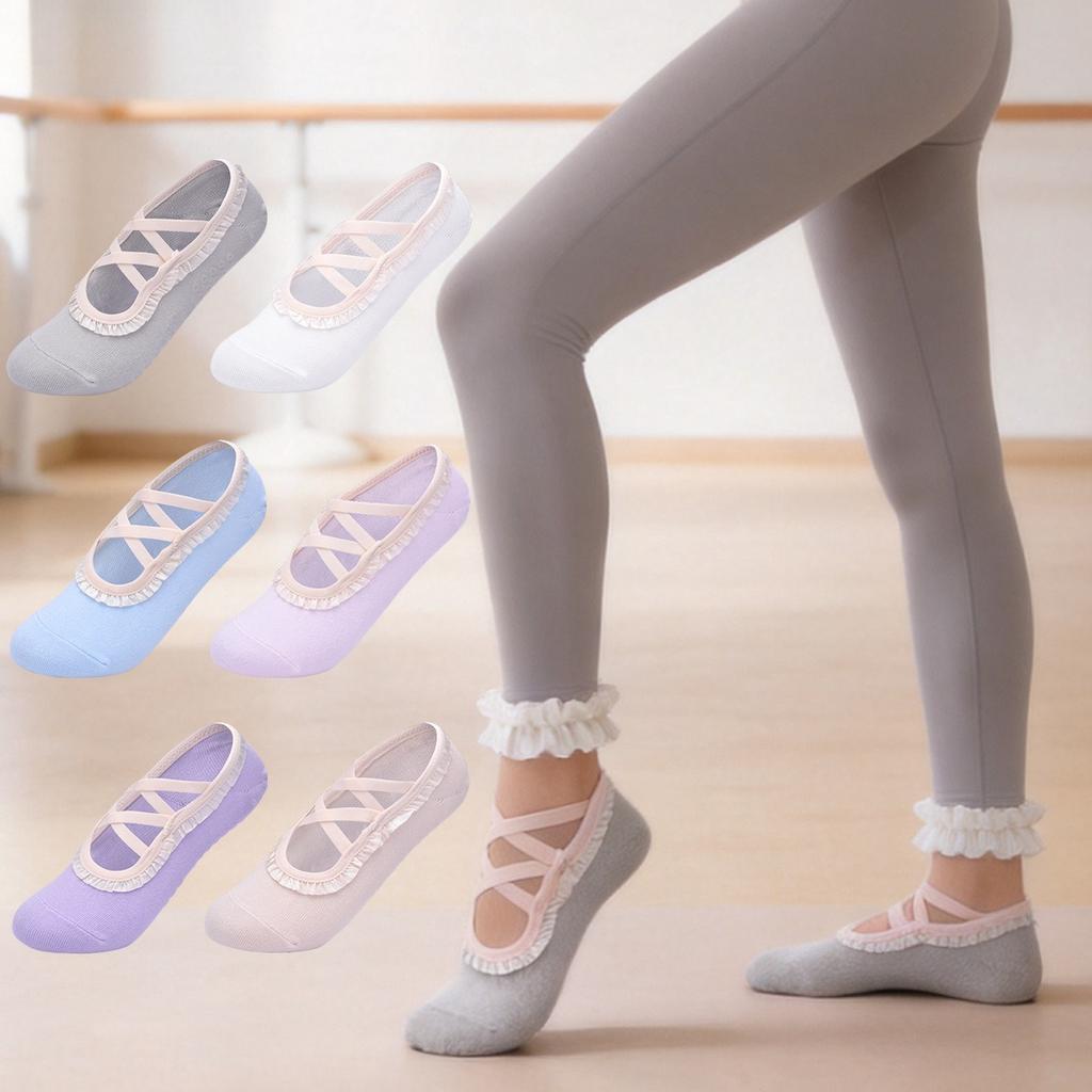 Ladies Cross Strap Yoga Socks Bottom Non-Slip Floor Dance Fitness Pilates
