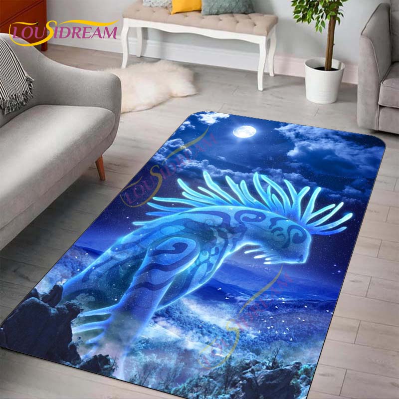 Princess Mononoke Area Rugs 3D Cartoon Pattern Art Print Rug Large Carpet Rugs for Living Room Bedroom Anime Cute Floor Mats