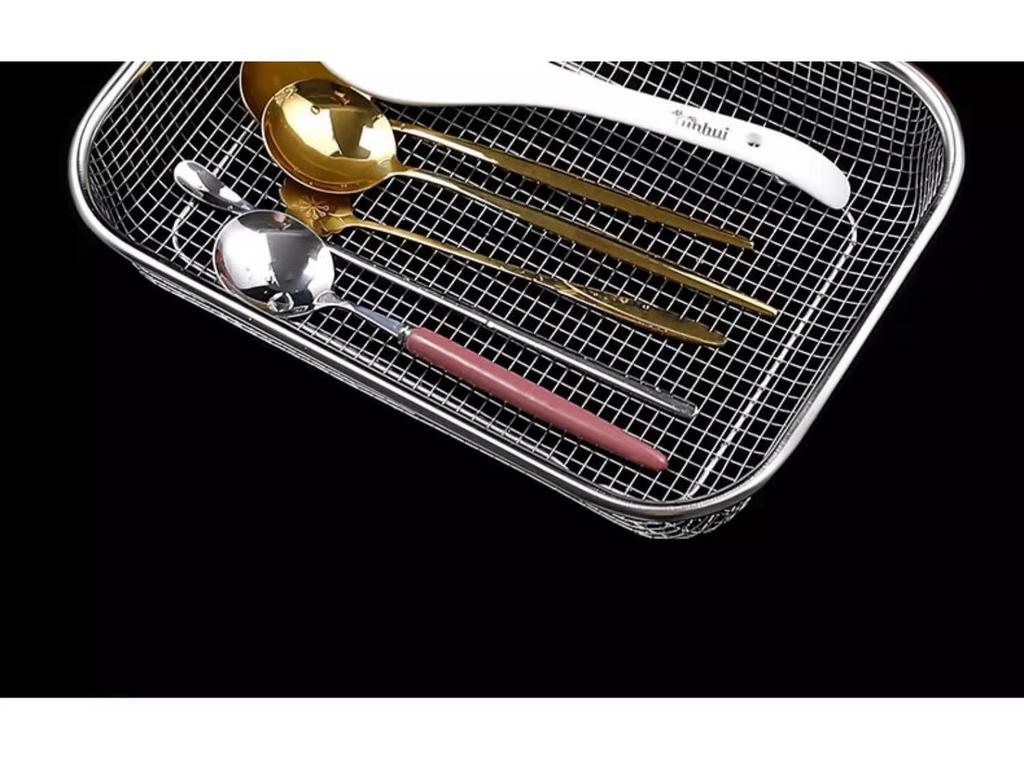 Stainless Steel Disinfecting Cutlery Holder with Drainage - Holds Chopsticks, Forks, and Knives