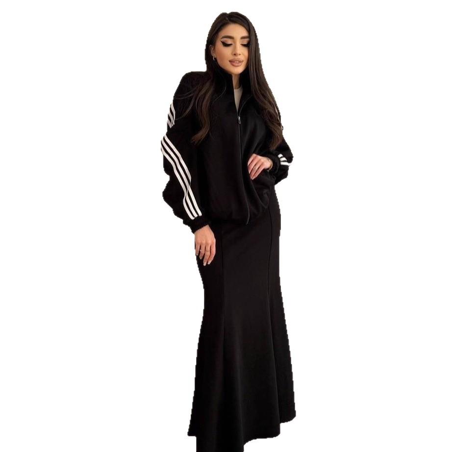 2025 Cross-border European and American Autumn New Sports Zipper Jacket Cardigan Temperament Celebrity Casual Hip Skirt