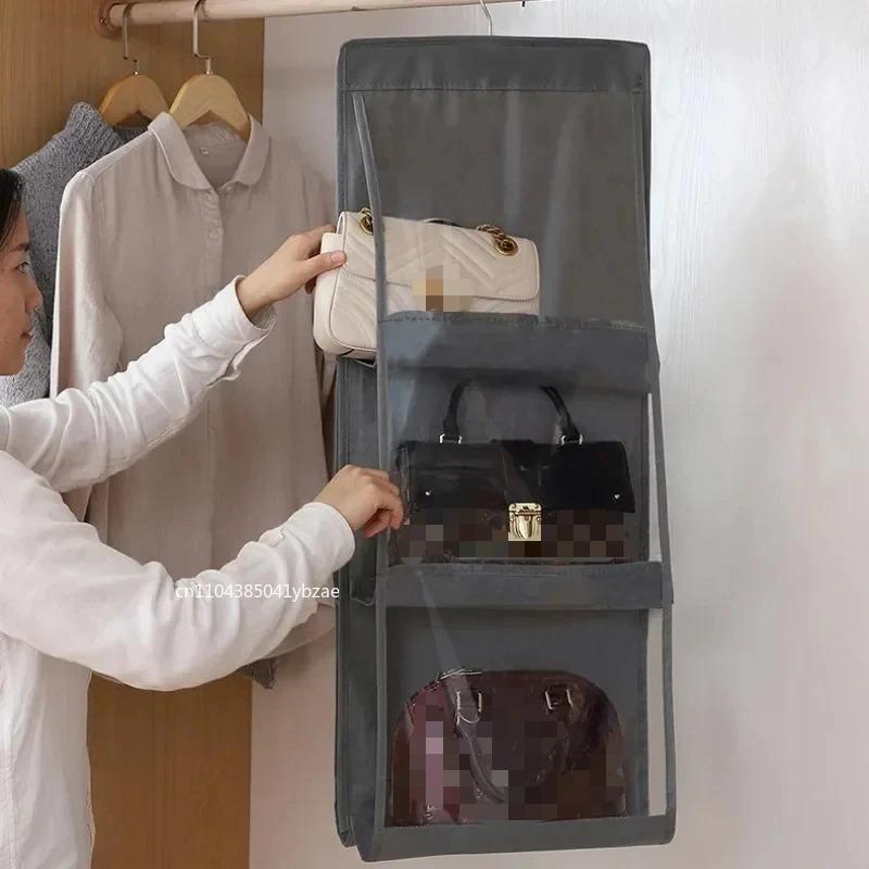 Hanging Handbag Organizer for Wardrobe 6 Pocket Closet Waterproof Transparent Storage Bag Door Wall Clear Sundry Bag with Hanger