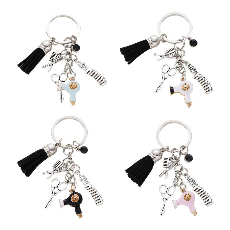 Cute Comb Scissors Hair Dryer Car Key Chain Barber Hairdressers Hair Stylist Keychain Pendant For Backpack Purse